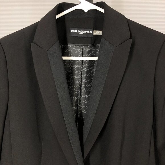 Karl LAGERFELD Black‎ One Button Closure Blazer Sz M - Picture 3 of 13
